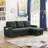85" Sectional Sofa with Pull Out Bed, Solid Wood & Fabric Upholstered 2 Seats Sofa and Reversible
