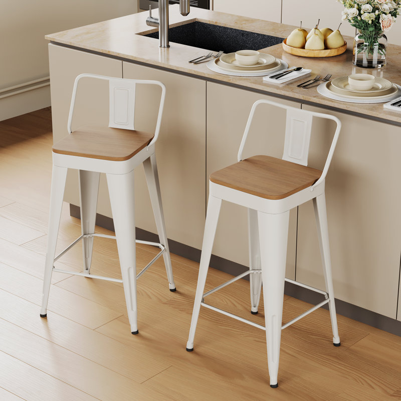 Metal Counter And Bar Stools, Bar Stool (30" Seat Height), White