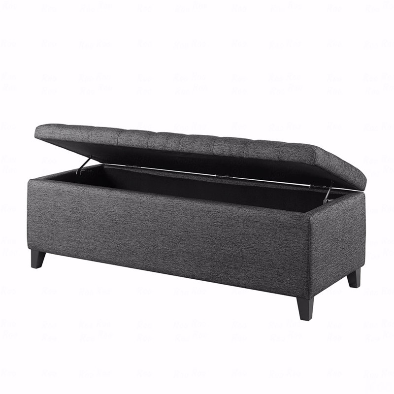 Banc de rangement capitonné à fermeture douce, Gris