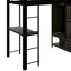 Lit mezzanine simple en métal avec garde-robe, bureau et tablettes