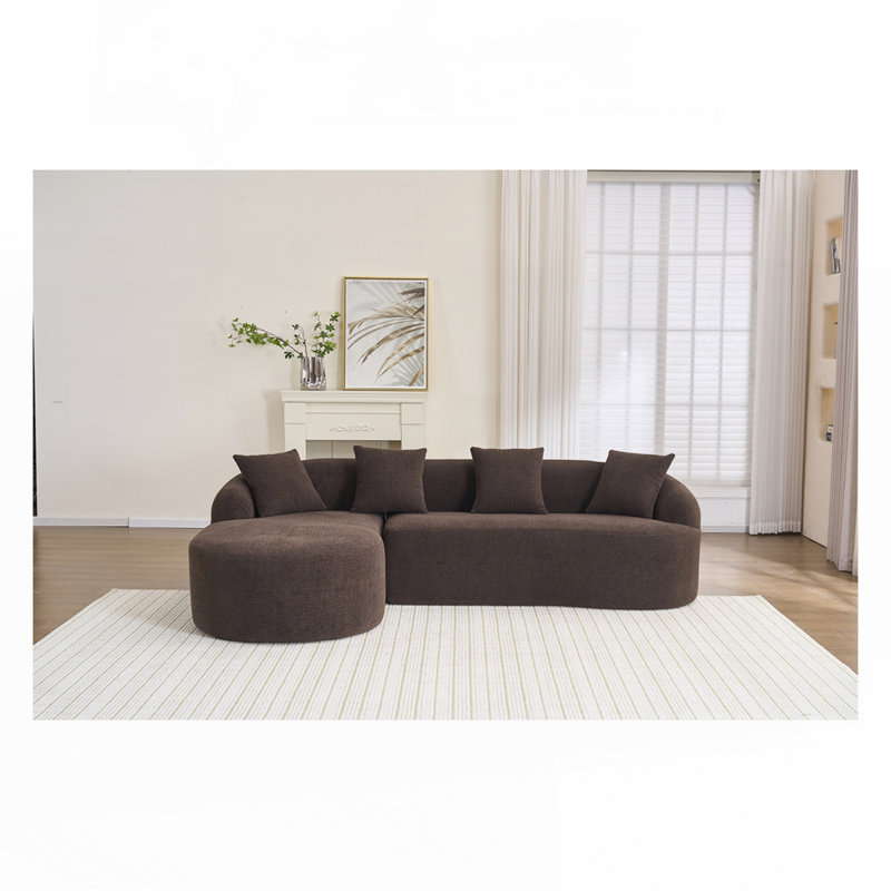 Canapé avec 4 coussins, Chenille brun antique
