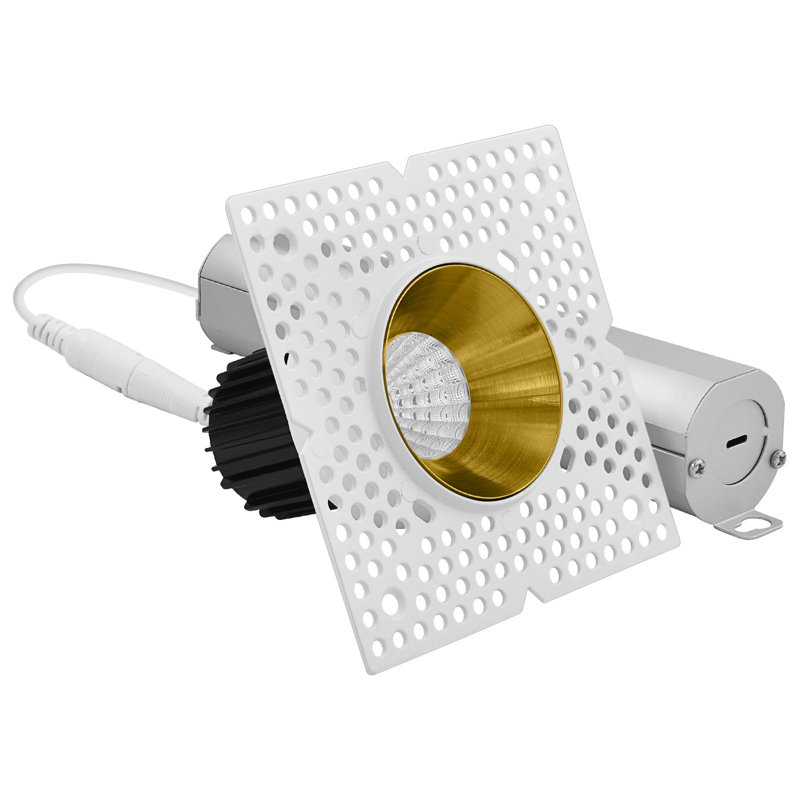 Projecteur encastré à DEL sans cadre 1 pouce avec remplacement de garniture de réflecteur en laiton LUXRITE 10W, 850LM, 5CCT, angle de faisceau de 60 °, à intensité variable, CRI90, blanc + laiton