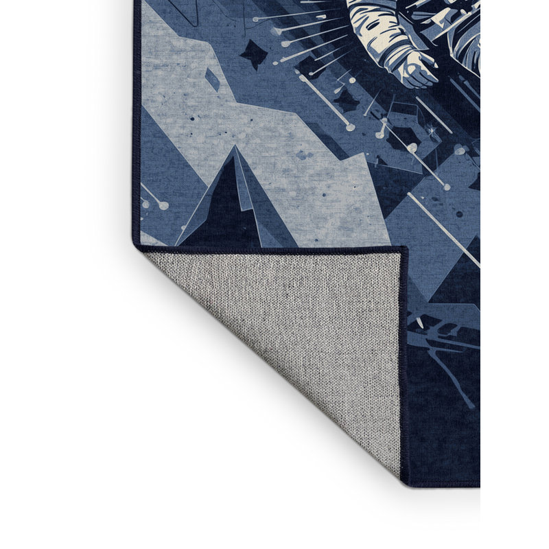 Tapis bleu marine et bleu marine délavé à la machine Alan Astronaut On Alien World, 8 x 10