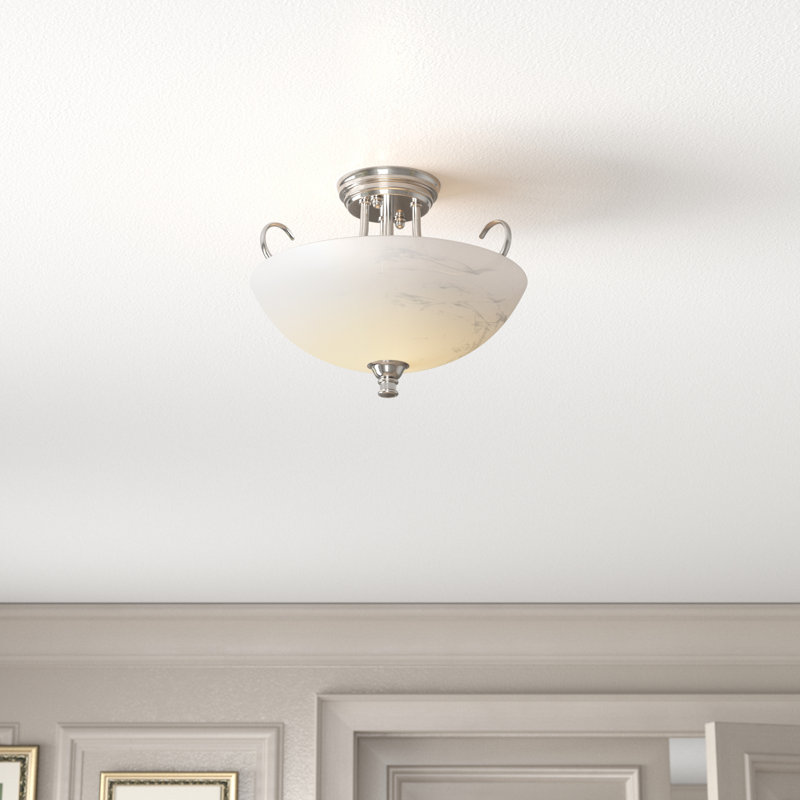 Plafonnier semi-encastré 2 lumières 13,25 po Lannie, Satin platine