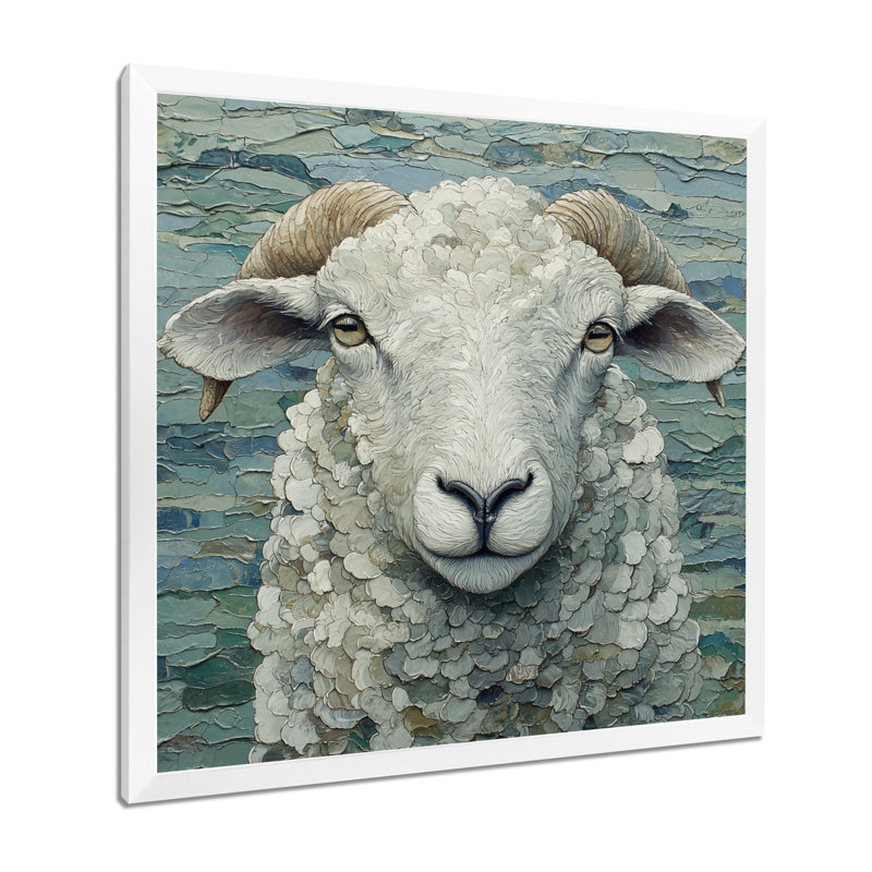 Portrait de mouton Drenna Ewes, Reproduction encadrée d'une seule photo, H 16 po x l 16 po, Blanc
