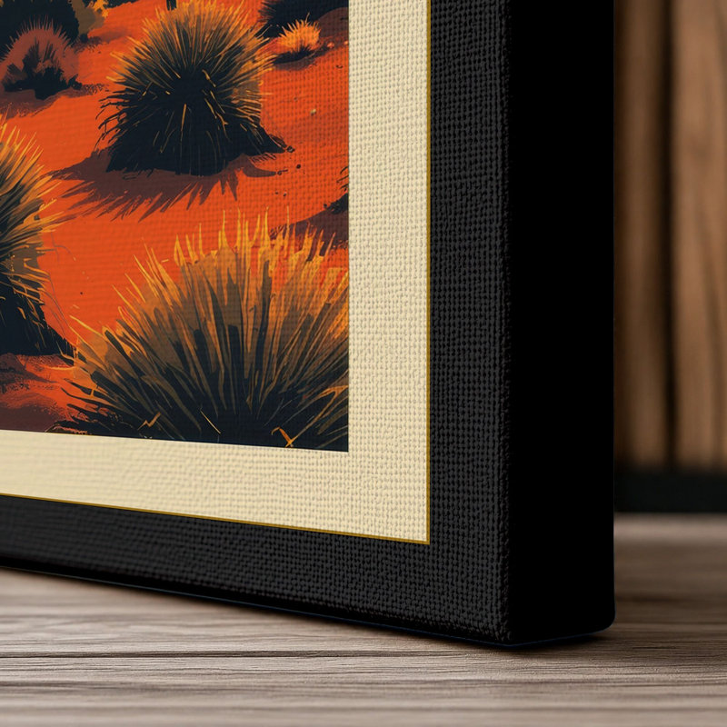Desert at Sunset Rustic - Wrapped Canvas, 36x24 - 91.4 x 61.0 cm, Black Border