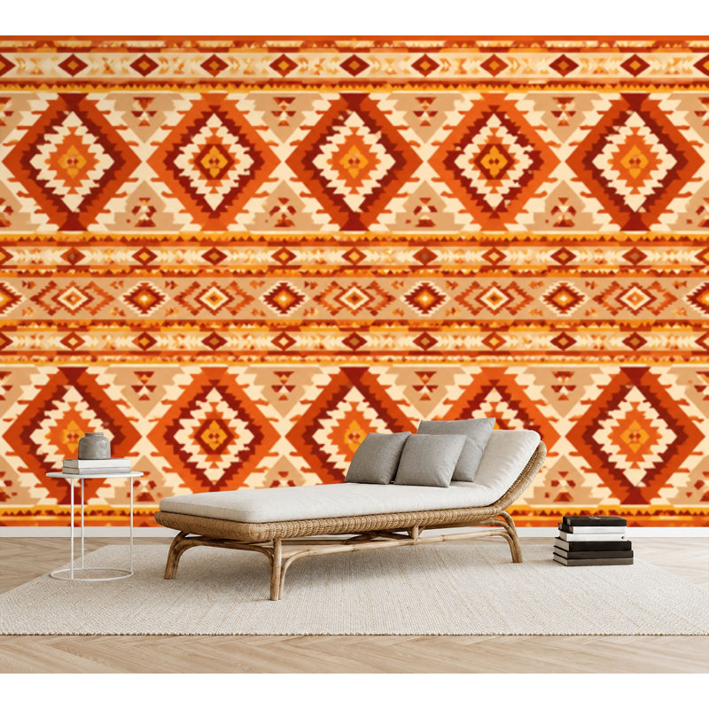 Papier peint adhésif auto-adhésif Tribal Sud-Ouest américain natif Navajo, 69" L x 96" W