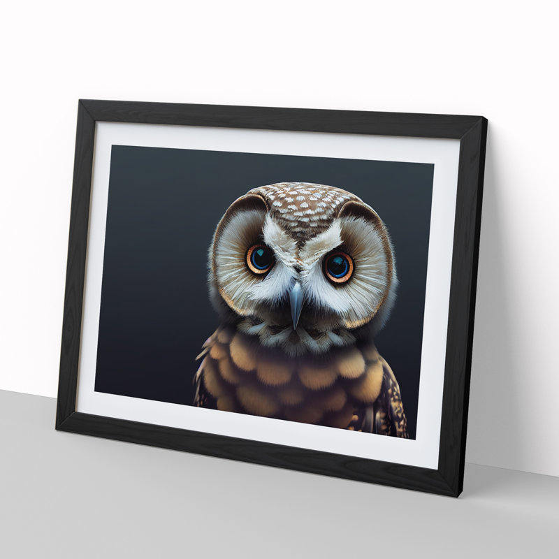 Incredible Owl - Single Picture Frame Print, Black, 46cm H x 64cm W x 2cm D