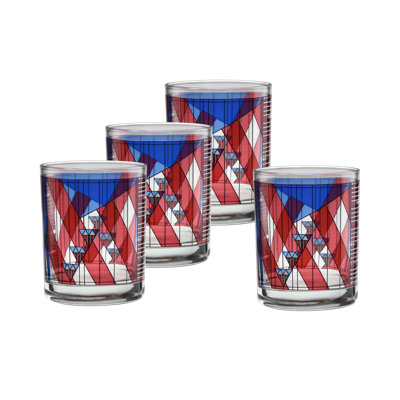 Frank Lloyd Wright July Fourth 14-Ounce DOF Double Old Fashioned Glass Set of 4