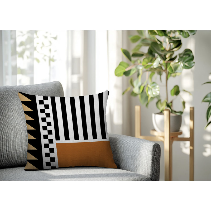 Oreiller carré réversible intérieur / extérieur Kaleido, Orange, Carré 20 po