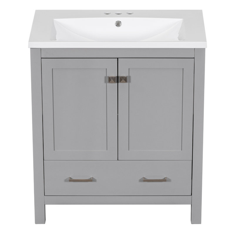 Meuble-lavabo de salle de bain avec lavabo simple, meuble-lavabo encastré et armoire de rangement pour salle de bain