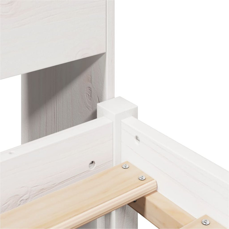 Bookcase Bed Without Mattress Solid Wood Pine, European Single (90 x 200cm), White
