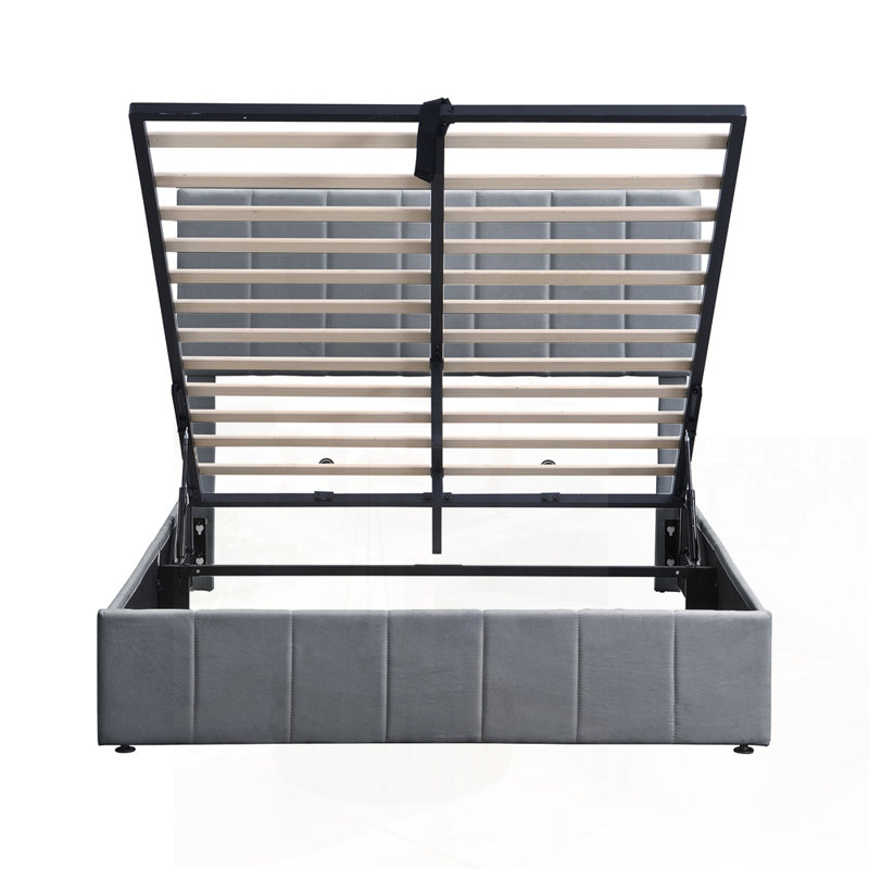 Lit plateforme tapissier pleine grandeur avec rangement hydraulique, pour les chambres modernes et les solutions peu encombrantes