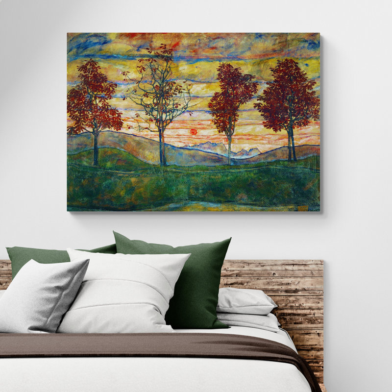 Four Trees by Egon Schiele - Wrapped Canvas Art Prints, 21" H x 31" W