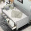 Lit de jour simple avec 2 grands tiroirs, structure en X, lit de jour de style décontracté moderne et rustique, gris