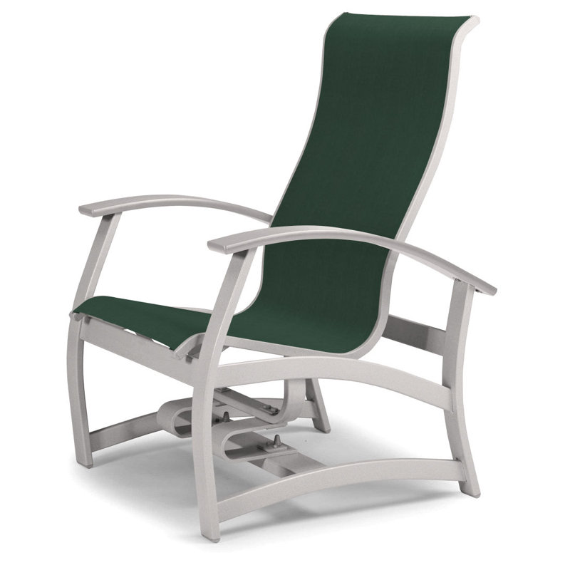 Askar Powder Coated Aluminum Outdoor Lounge Chair, Forest Forest Green 22D Sunbrella®, White P50, Gloss White