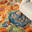 Tapis orange / beige / vert à motif floral Latarra-1231470110