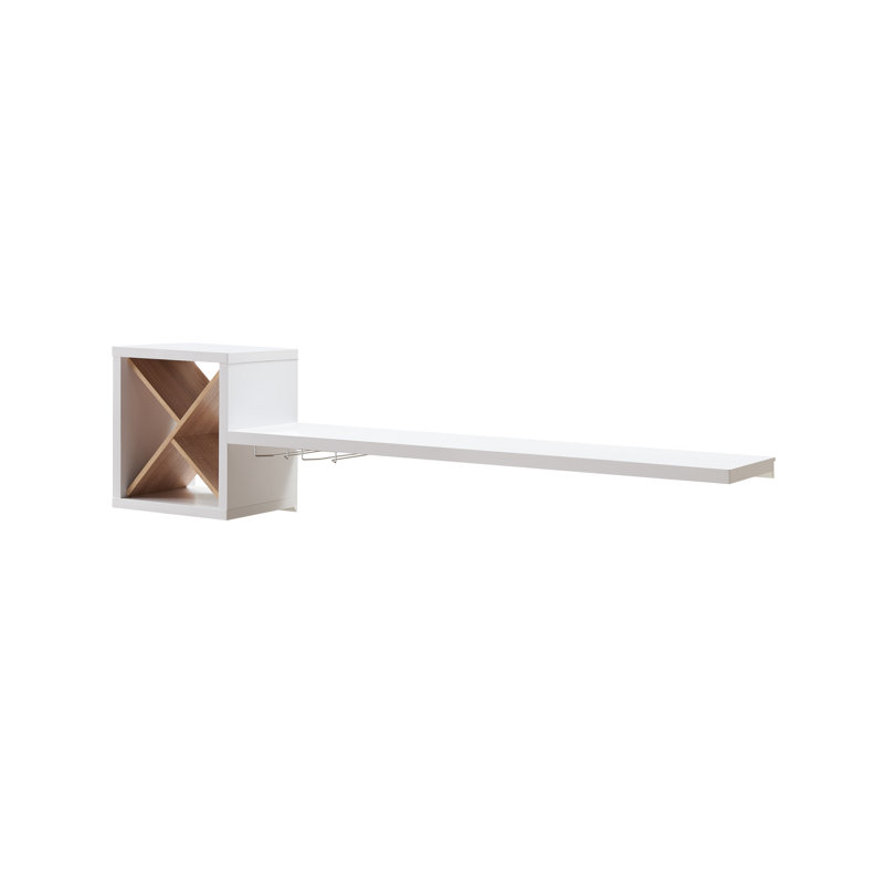 Alonis 60'' Bar Cabinet, White/ Light Brown