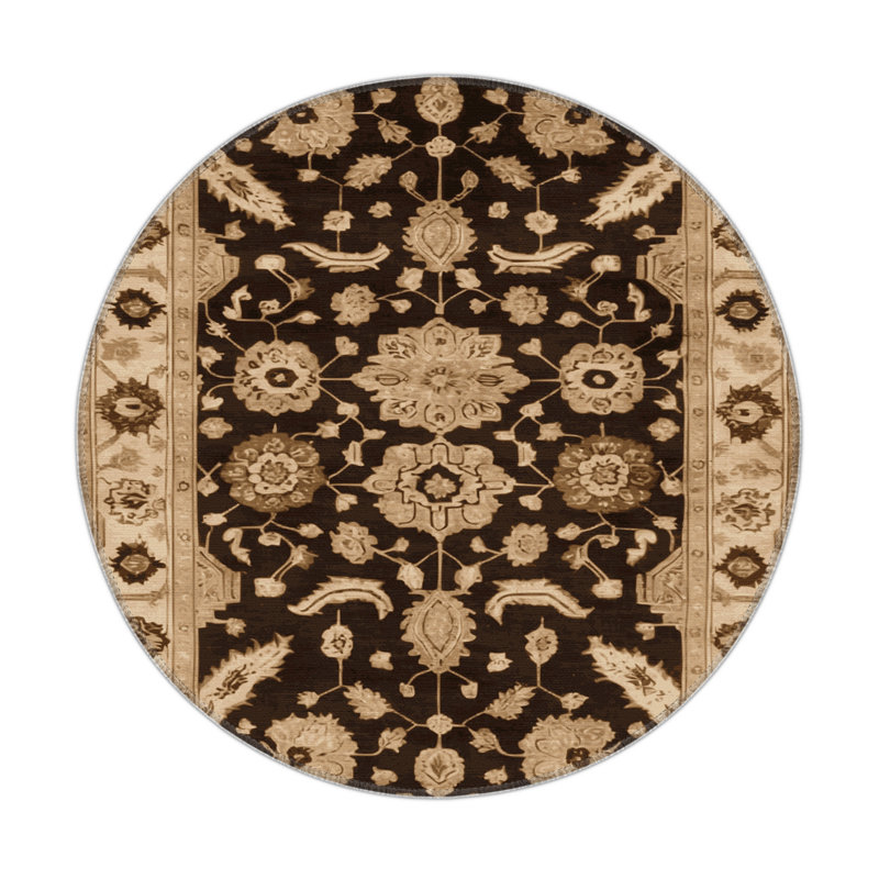 Tapis d'intérieur et d'extérieur surteint beige, Rond 5 pi