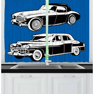 Cars 2 Piece Kitchen Curtain