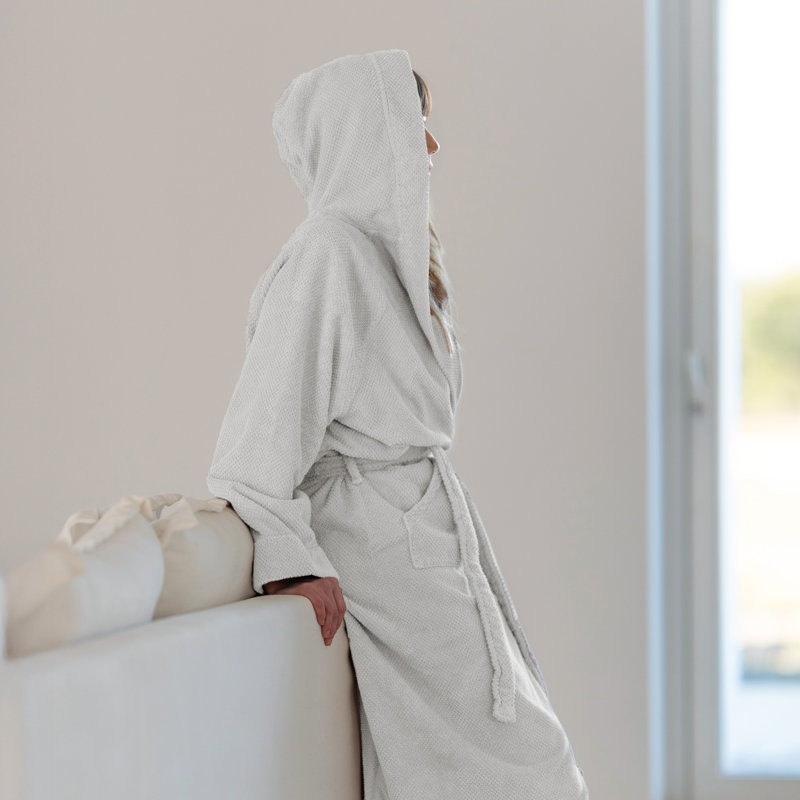 Bee Waffle B Bathrobe, Snow, S