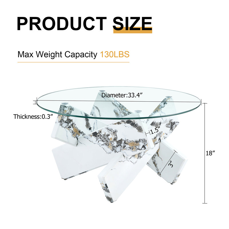 Table basse Lexghi, Blanc, Clear