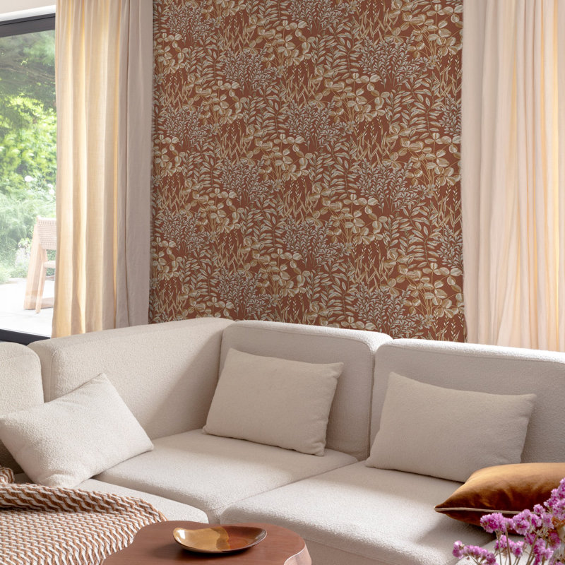 Inia Collection Branched Leaves All-over Wallpaper Roll, Red