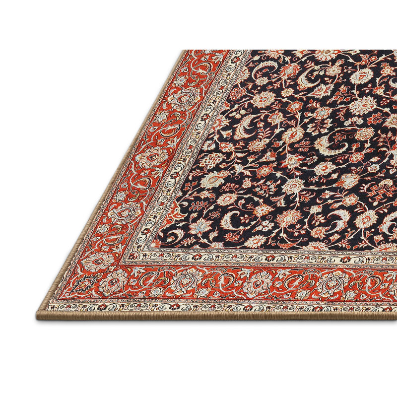 Tapis décoratif orange de style oriental Lex, Rectangle 5 pi x 7 pi
