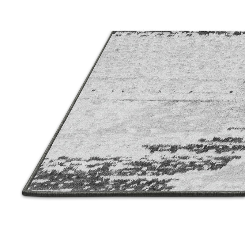 Tapis abstrait gris fait à la machine, Rectangle 7 pi x 10 pi