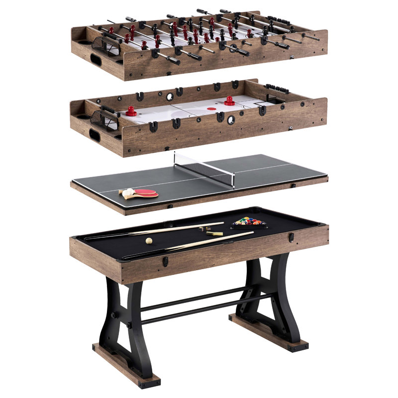 Table combinée 4-en-1 Barrington Coventry de 54 po avec billard, tennis de table et babyfoot