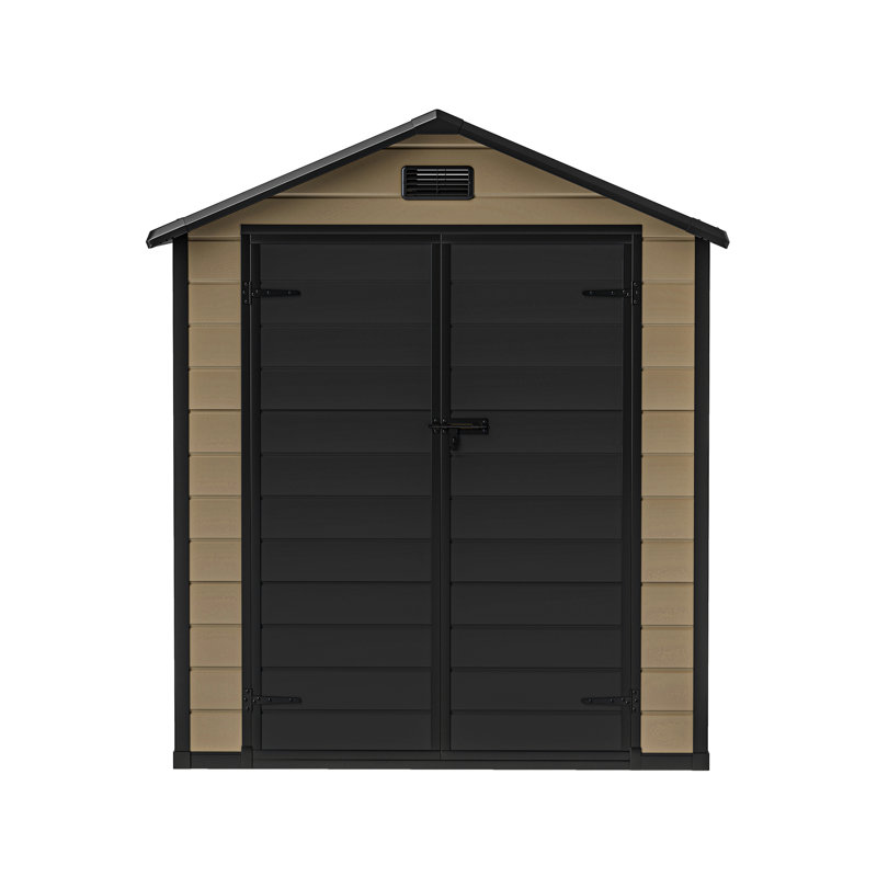Resin Storage Shed with Reinforced Floor, Lockable Door, Window & Vent, Brown