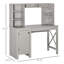 Bureau d'ordinateur avec huche et armoire HOMcom Farmhouse, bureau à domicile avec rangement, pour bureau, gris clair