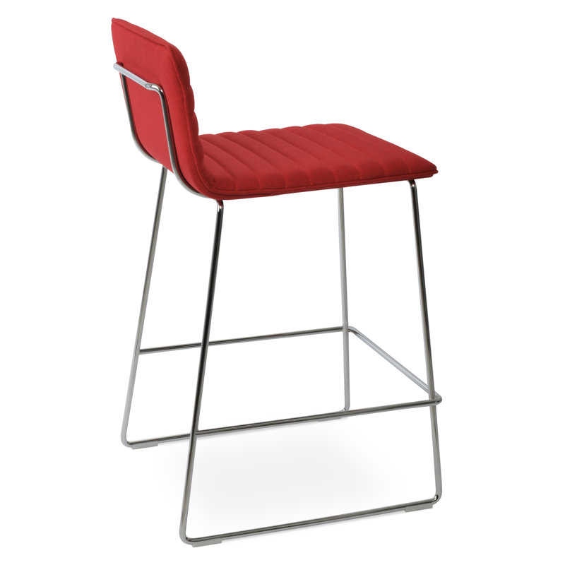 Corona HB Wire Full UPH Bar & Counter Stool in Fabric, Red, Counter Stool (25" Seat Height)