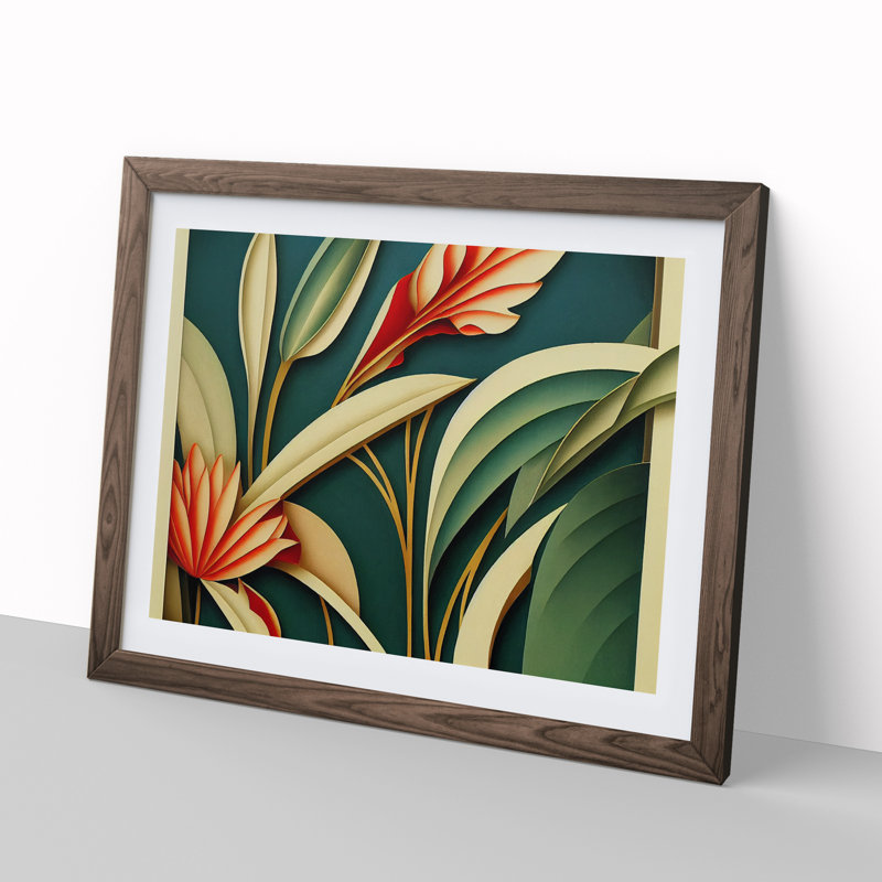Head Turning Flowers Deco 1 Piece Single Picture Frame Wall Art, 25cm H x 34cm W x 2cm D, Walnut