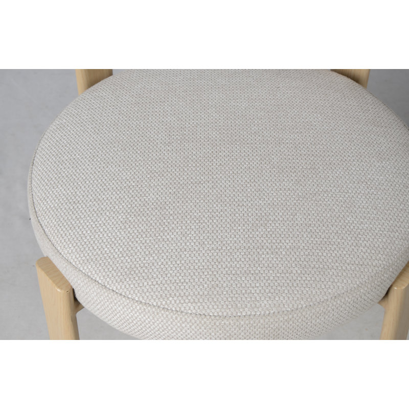 Upholstered Curved Back Wood-look Metal Frame 2pc Dining Chairs, Natural Wood, Beige