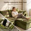 Canapé modulaire en chenille 96,5 po vert crème avec repose-pieds mobile-566494992-566494995
