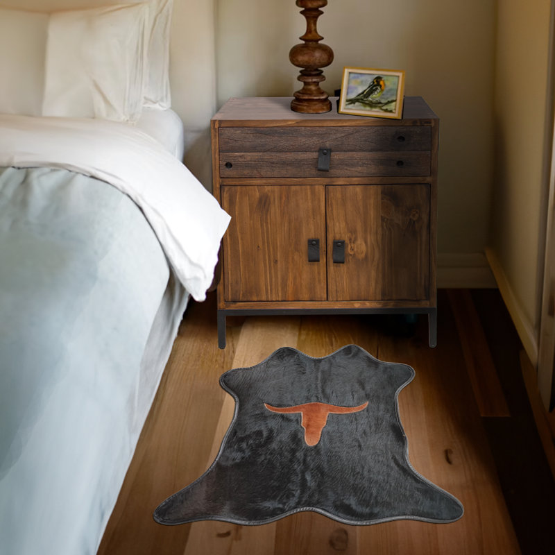 Mini cuir de vache avec bordure et motif longhorn