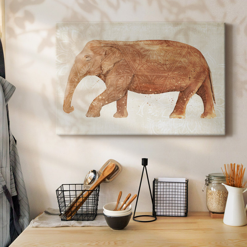 Éléphant sagesse II - toile tendue avec châssis, H 12 po x l 18 po