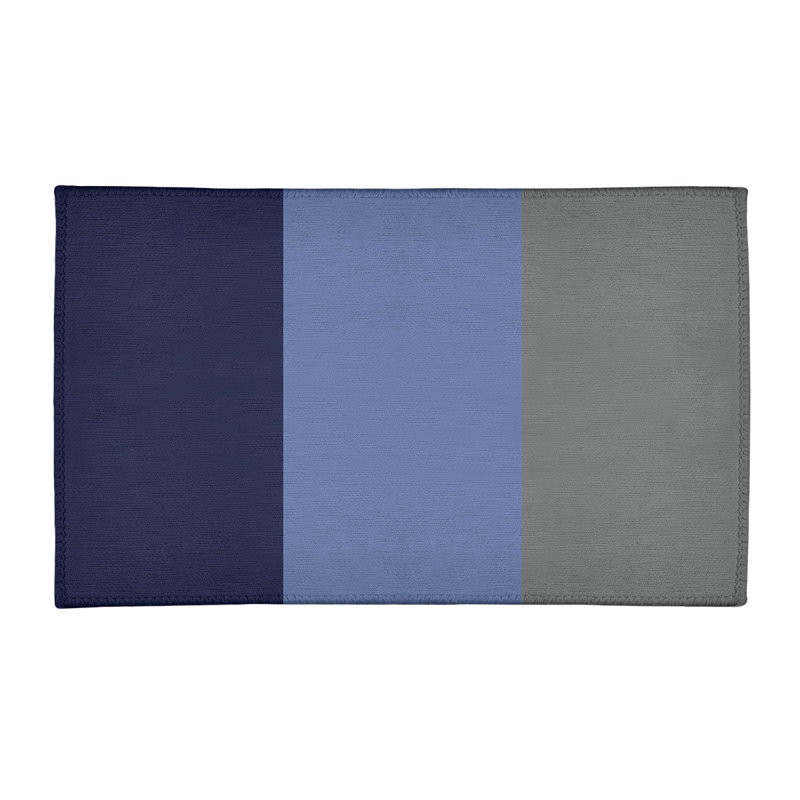 Tapis à rayures bleu marine/bleu/gris, Rectangle 2 pi x 3 pi