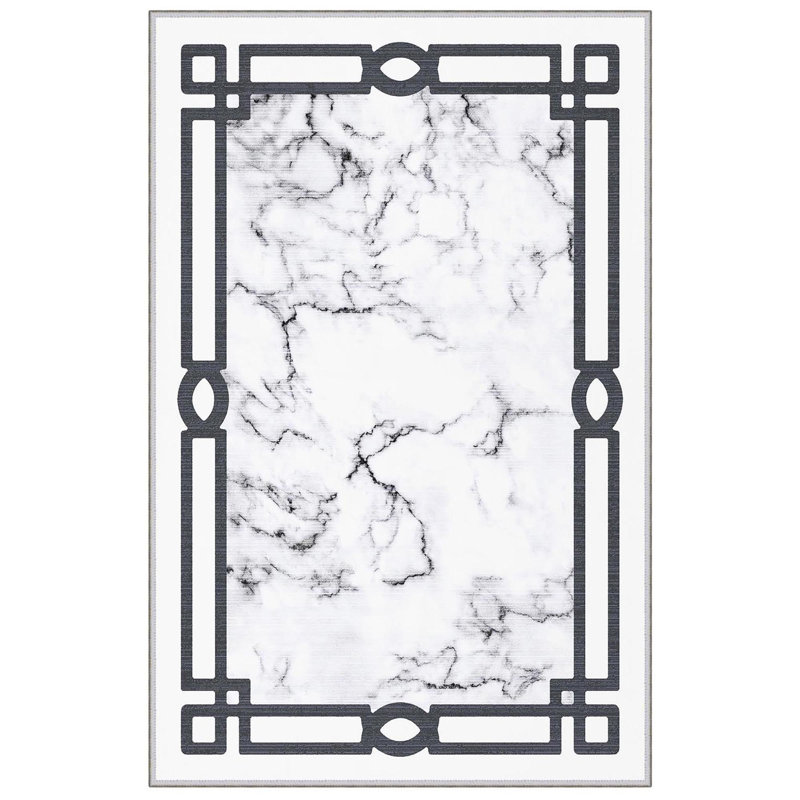 Tapis abstrait rectangulaire en polyester tissé à plat à la machine 5 pi 11 po x 9 pi 2 po Schœnberg