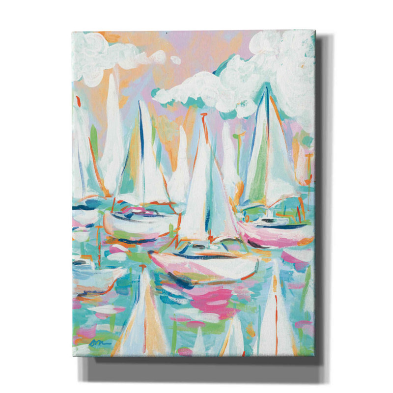 Voilier sur mer par Jessica Mingo - peinture sur toile tendue, H 16 po x l 12 po x P 0,75 po