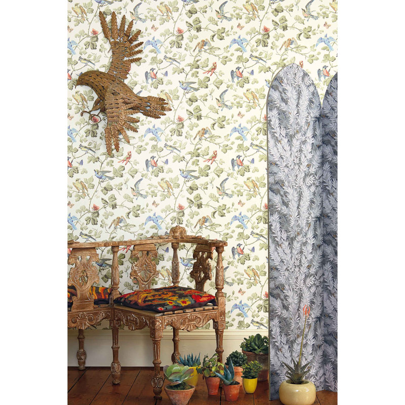 Floral Wallpaper Roll, Yellow/Gray