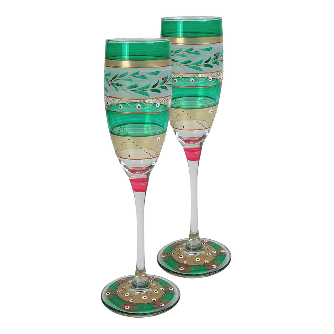 Mosaic Christmas 8.5 oz Nahlia Champagne Flute (Set of 2) The Holiday Aisle®
