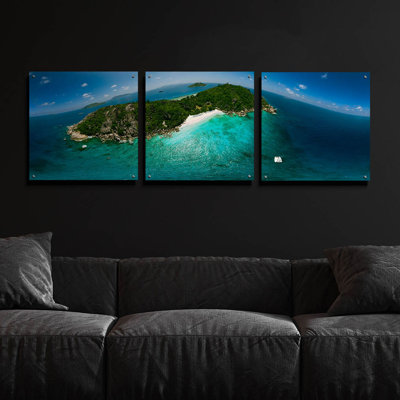 «Seychelles - Sister Island» par Epic Portfolio, art mural en verre acrylique, ensemble de 3 pièces