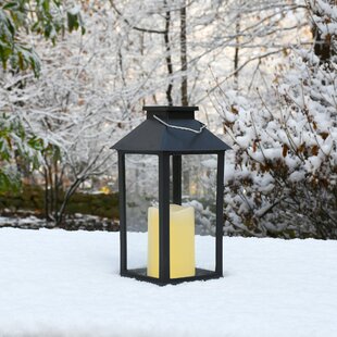 Traditional Black Solar Powered Lantern with LED Candle