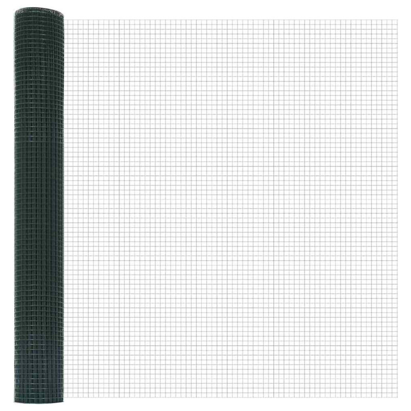Vidaxl Fence With Posts Steel, 120cm H x 2500cm W x 2.7cm D, Green