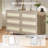 6-Drawer Rattan Dresser Wood Storage Cabinet
