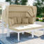 Ensemble de 3 chaises longues de patio avec auvent rétractable et canapé modulaire en métal pour l'extérieur-1016649538