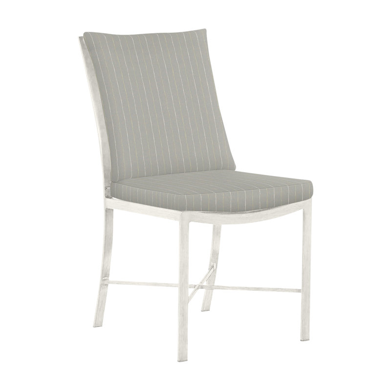 Monaco Patio Dining Side Chair with Cushions, Dove Sunbrella® Linen, No Welt, Slate Gray