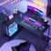 Nedyo 52'' W L-Shaped Computer Desk with Power Outlet, LED Gaming Work Desk with Shelves